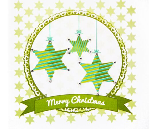 Weihnachskarte grüne Sterne